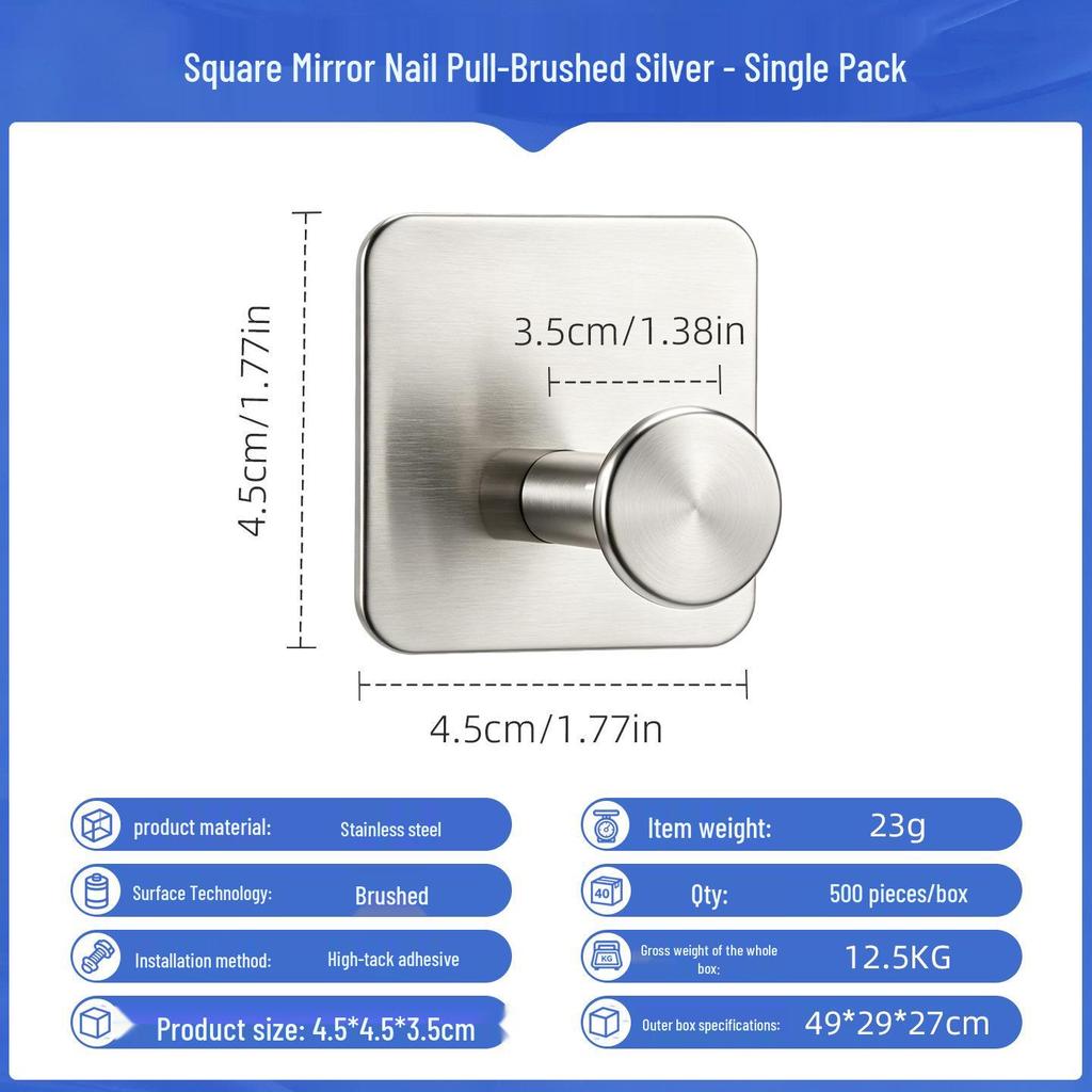 Punch-Free Strong Adhesive 304 Stainless Steel Wall Hook
