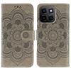 For Honor X6c 4G Case PU Leather Mandala Imprinted Design Wallet Phone Cover with Wrist Strap