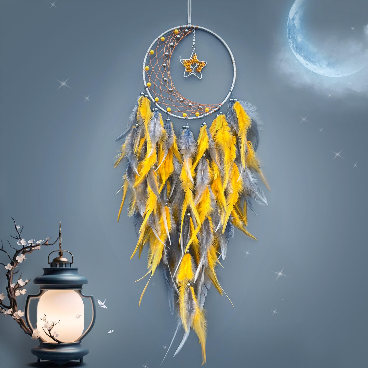 

Home Decoration Star Dreamcatcher Hanging Wind Chime Black Feather Pendant Hanging
