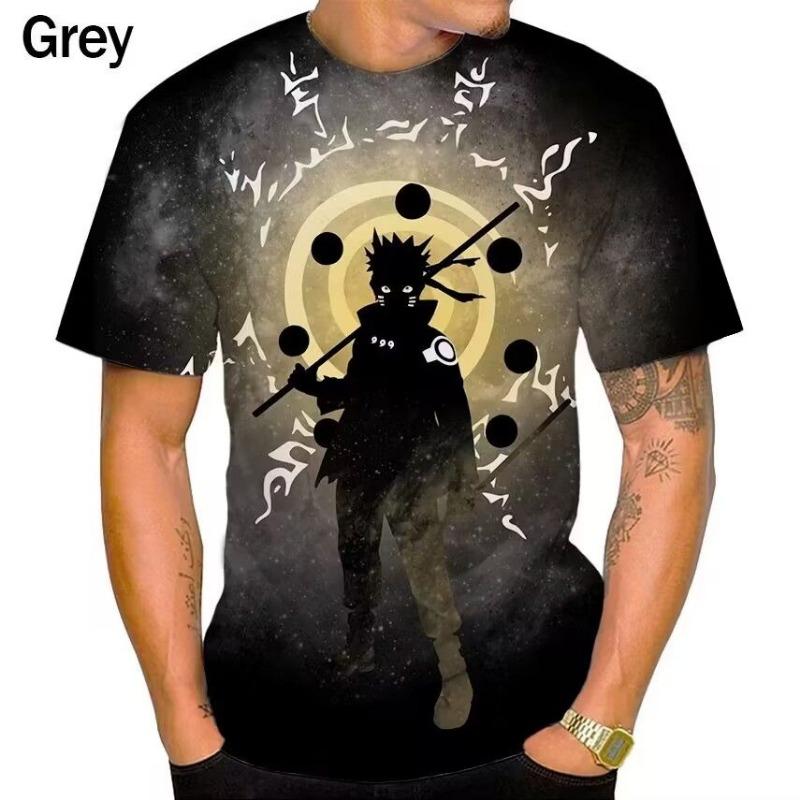 2026 Summer New Naruto 3D Printed Round-neck Short-sleeved T-shirt  Breathable Men s and Women s Top S