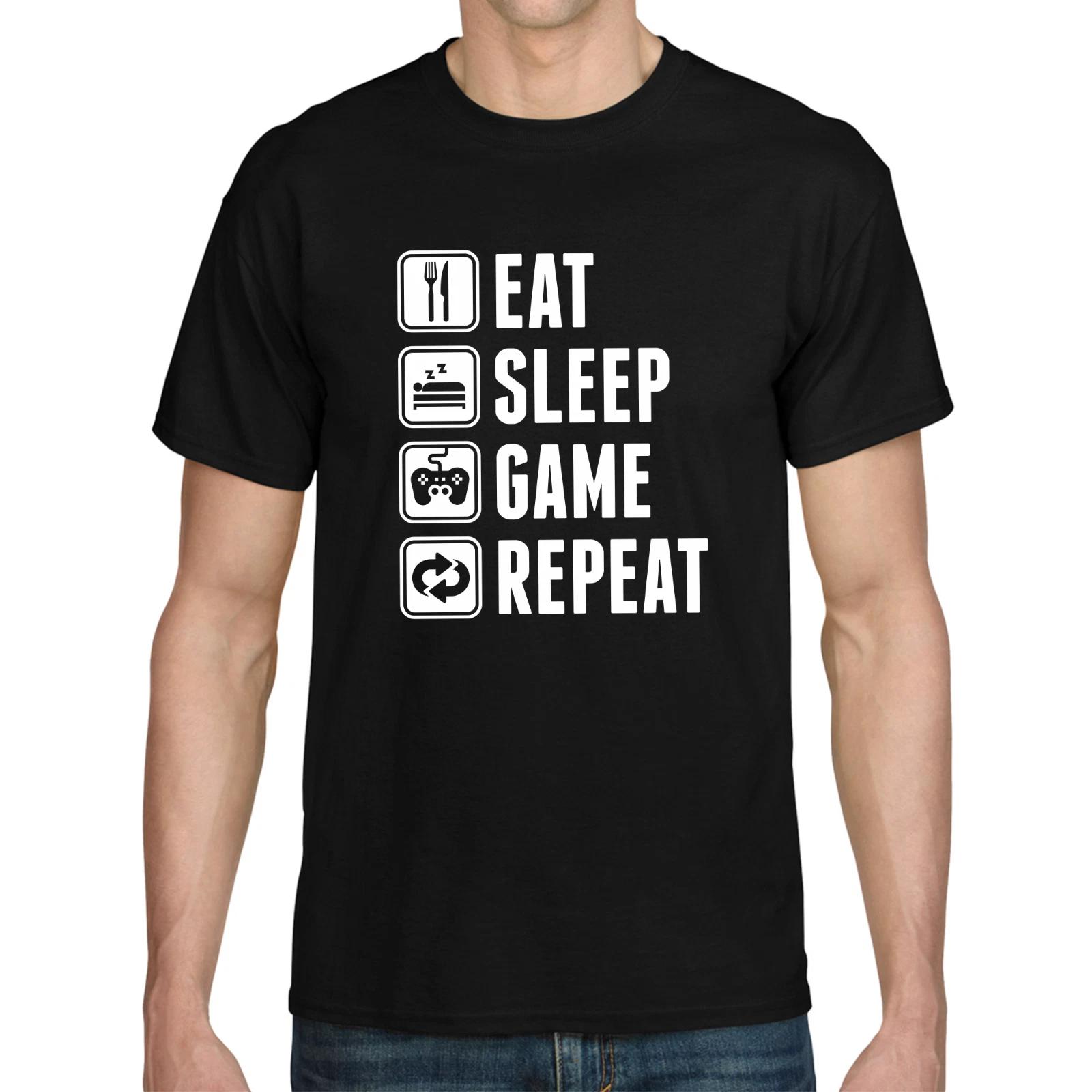 Men s and Women s T-shirts Eat Sleep Game Repeat Gamer Player Admin Sayings Fun Funny Comedy S
