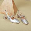 Baotou Sandals Summer Mary Jane Single Shoes Medium Heel Silver Thick Heel with High Heels