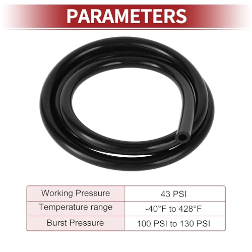 ACROPIX 130PSI Max Pressure Silicone Vacuum Tube Hose Automotive Vacuum Line High Temperature 4FT 1/4" 6mm ID 2mm Thick Black Silicone