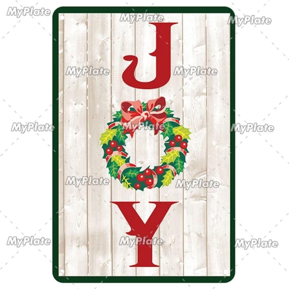 Vintage Christmas Metal Tin Sign Home Festive Wall Decor