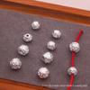 S990 Sterling Silver Six-Character Mantra Bead Bracelet Spacer for DIY Handmade Weaving Necklace Accessories.