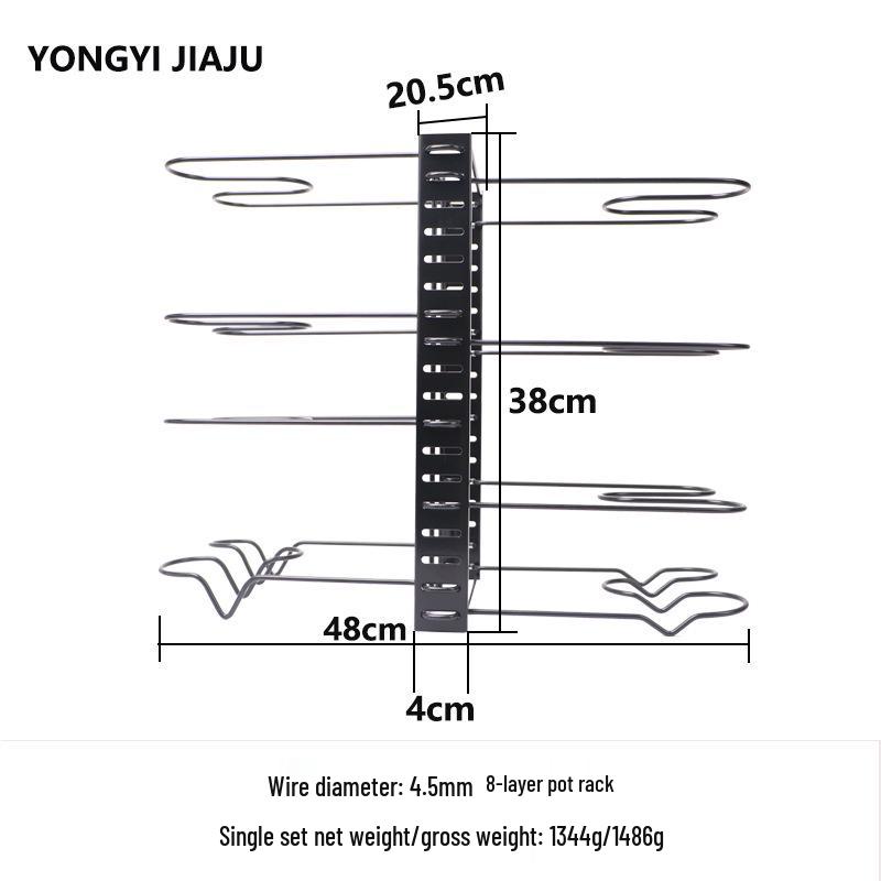 Dwustronny wieszak na garnki: Łatwy w montażu pionowy stojak z żelaznego drutu do przechowywania garnków i patelni