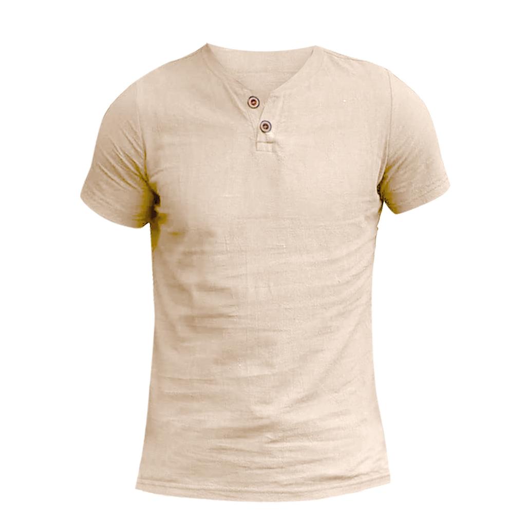 Fashion And Comfortable Cotton And Hemp Solid Color Men'S Short Sleeve T-Shirt