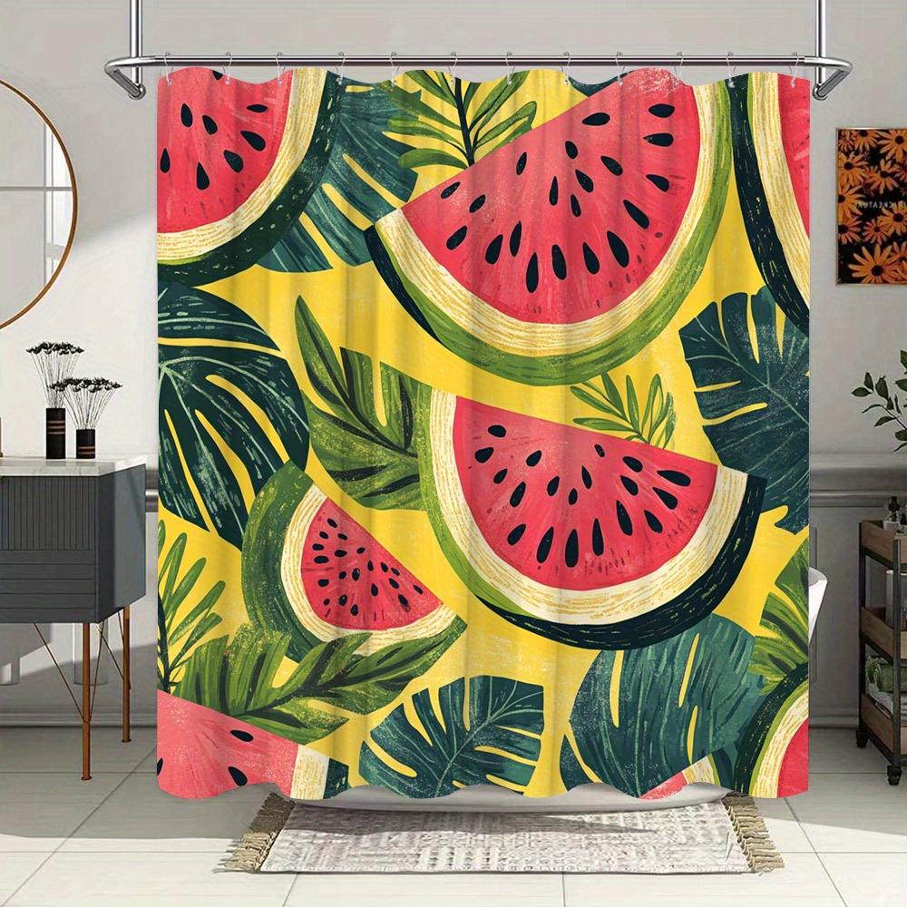

Tropical Watermelon And Leaves Waterproof Shower Curtain For Modern Bathroom Decor, Stylish And Durable, Perfect For Home Use W60H190(CM)-1 Pcs