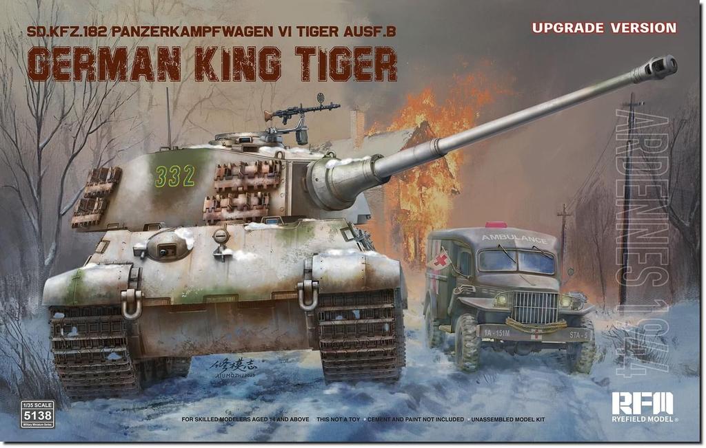 Ryefield Models VI King Tiger Ardennes 1944 Upgraded Version Plastic Model Kit RFM5138 1/35 Sd.Kfz.182 (Tank)