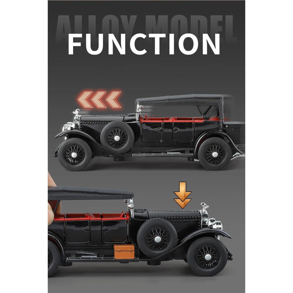 1/32 Rolls-Royce Phantom I Alloy Classic Old Car Model Metal Retro Luxy Vehicles Car Model Sound Light Simulation Kids Toys Gift