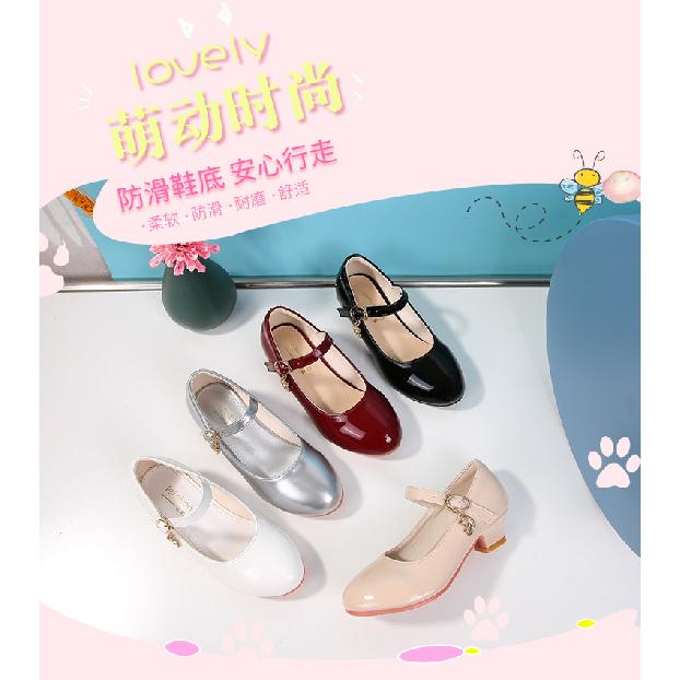 Girls High Heels New White Princess Leather Children's Shoes Performance Student Shoes-40Children's Dance Shoes5