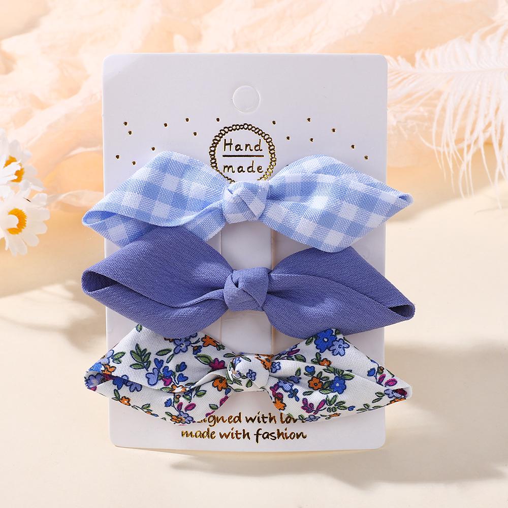 3Pcs/Set Cute Bows Baby Girls Hairpin Set Floral Plaid Bangs Hair Clip Korean Hair Accessories Sweet Kids Headdress 3Pcs/lot