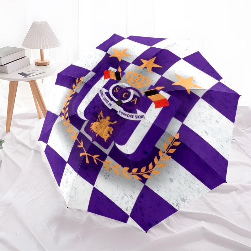 Royal Sporting Club Anderlecht pattern, automatic folding umbrella, portable and foldable design, 8 ribs, a Christmas or birthday gift.