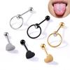 European/American Stainless Steel 14G Frosted Love Tongue Ring Set - New Body Piercing Jewelry