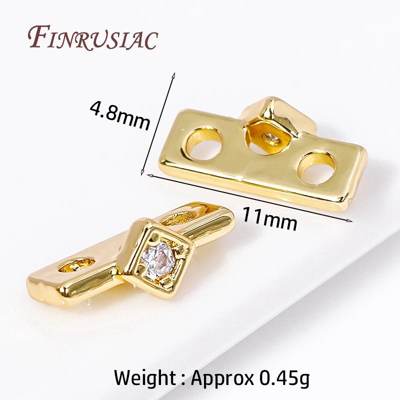 18K Gold Plated 2/3 Hole Separators For Beads,Inlaid Zircon Beads Separators,Handmade Decorative DIY Beading Jewelry Materials