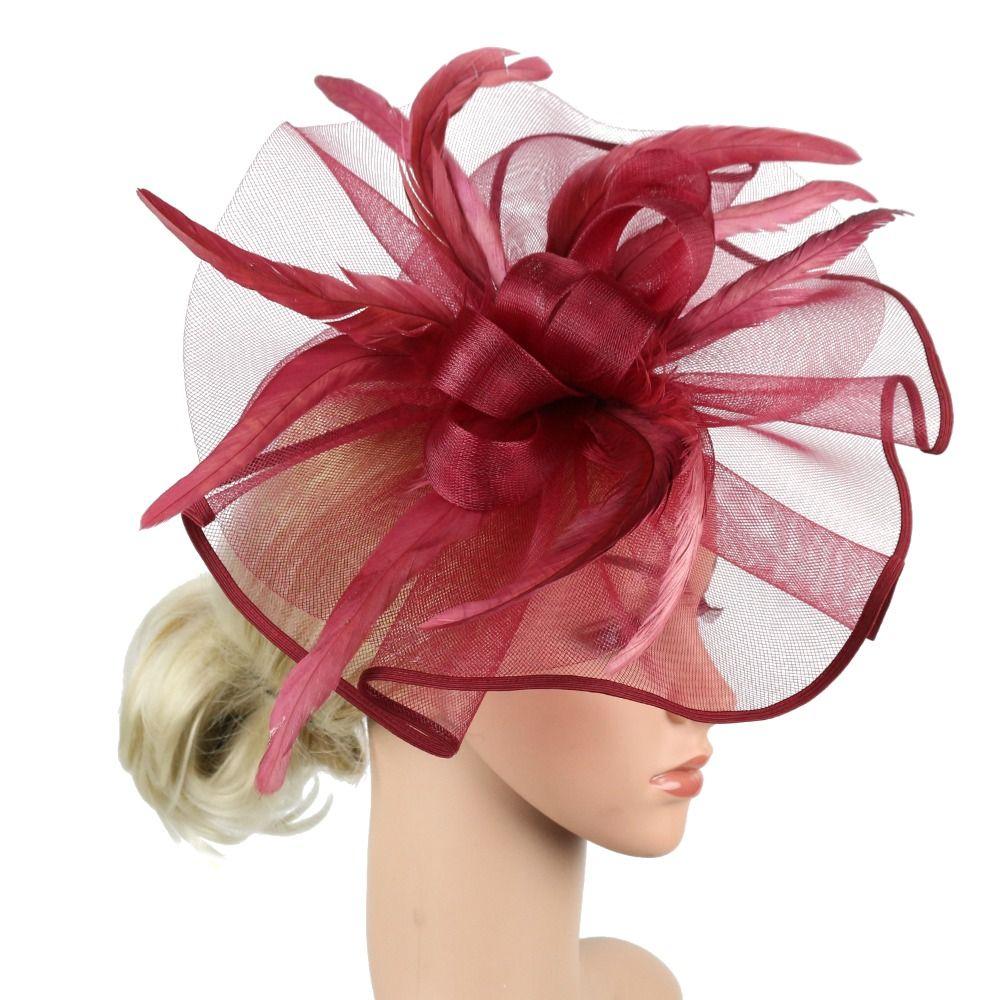 Stylish Fascinator Headdress British Retro Wedding Feather Hat Headband Ascot Race