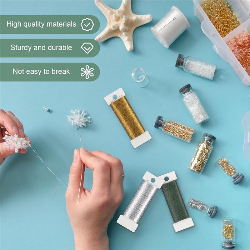 ABWR-Craft Wire 0.35 Mm X 300 M, 6 Rolls Thin Flower Wire, Gold Green Silver, For Crafts, Jewellery Winding Wire