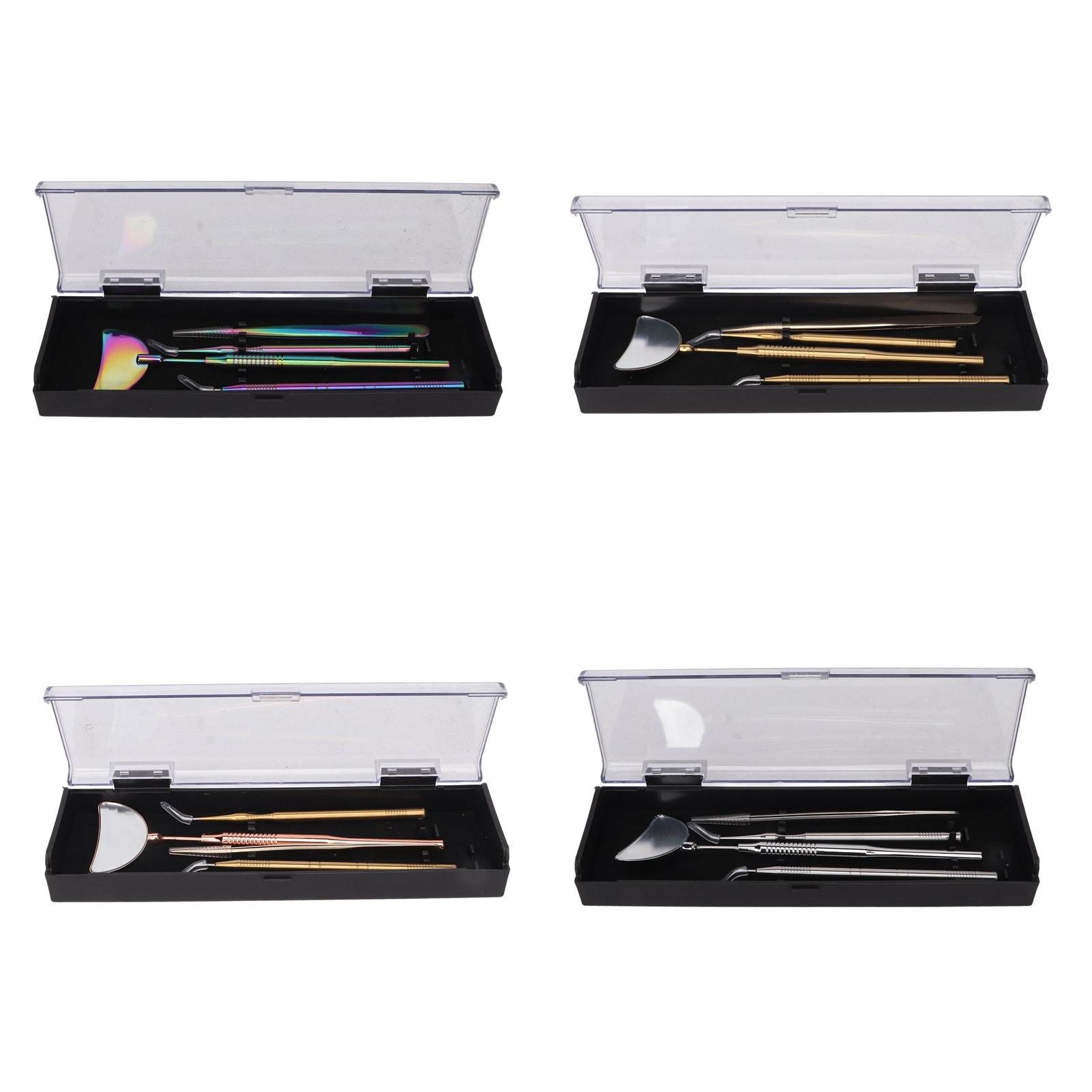 

4 шт., пинцет для наращивания ресниц, набор зеркал, нержавеющая сталь, универсальная вращающаяся противоскользящая ручка для глаз