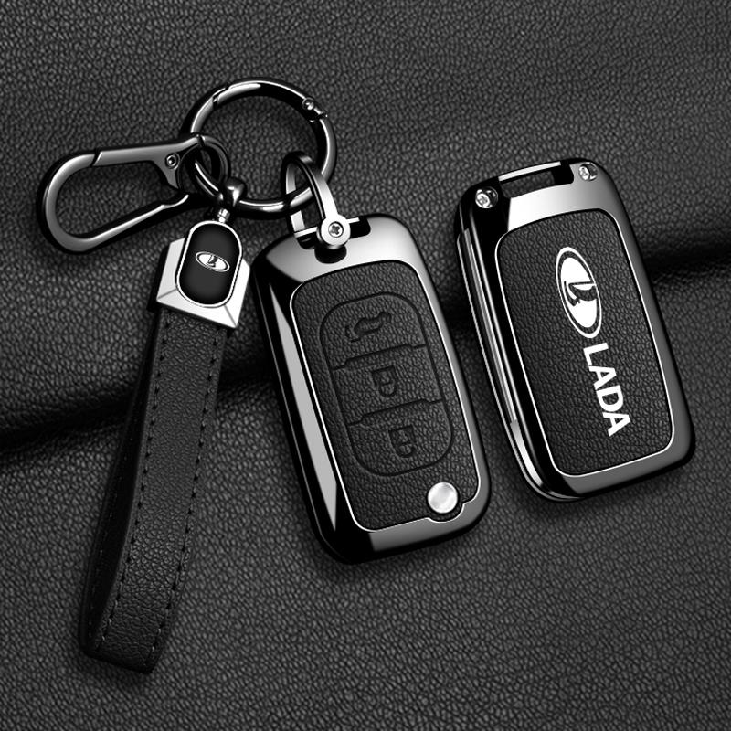 Zinc Alloy Leather Car Remote Key Cover Key Case Lada Lada Vesta Granta Xray Kalina Priora Sedan Sport Key Fob Car Key Cover