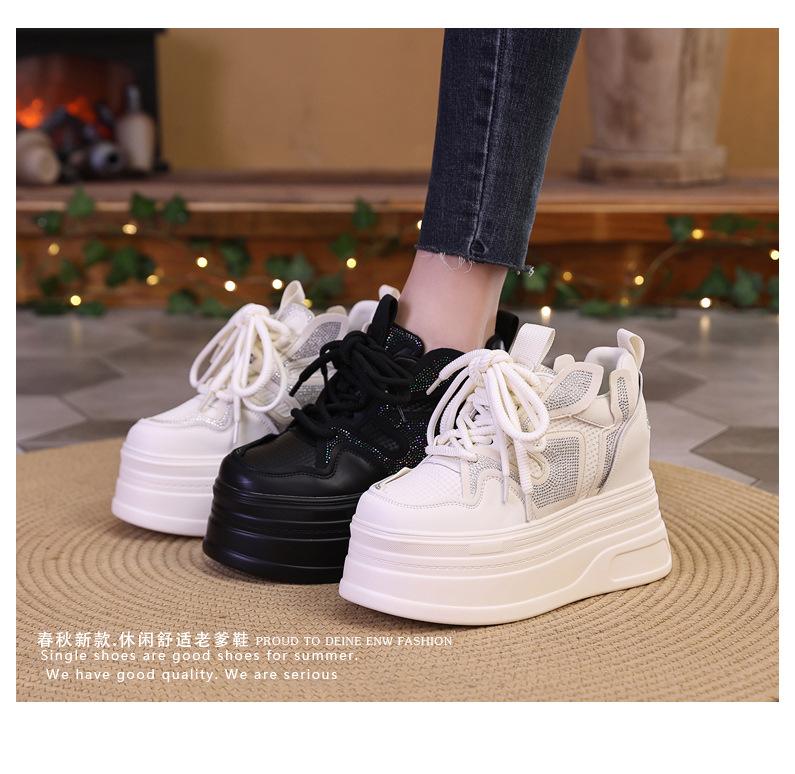 2025 spring and autumn new little white shoes platform summer small height increase breathable 8CM versatile casual board shoes explosion