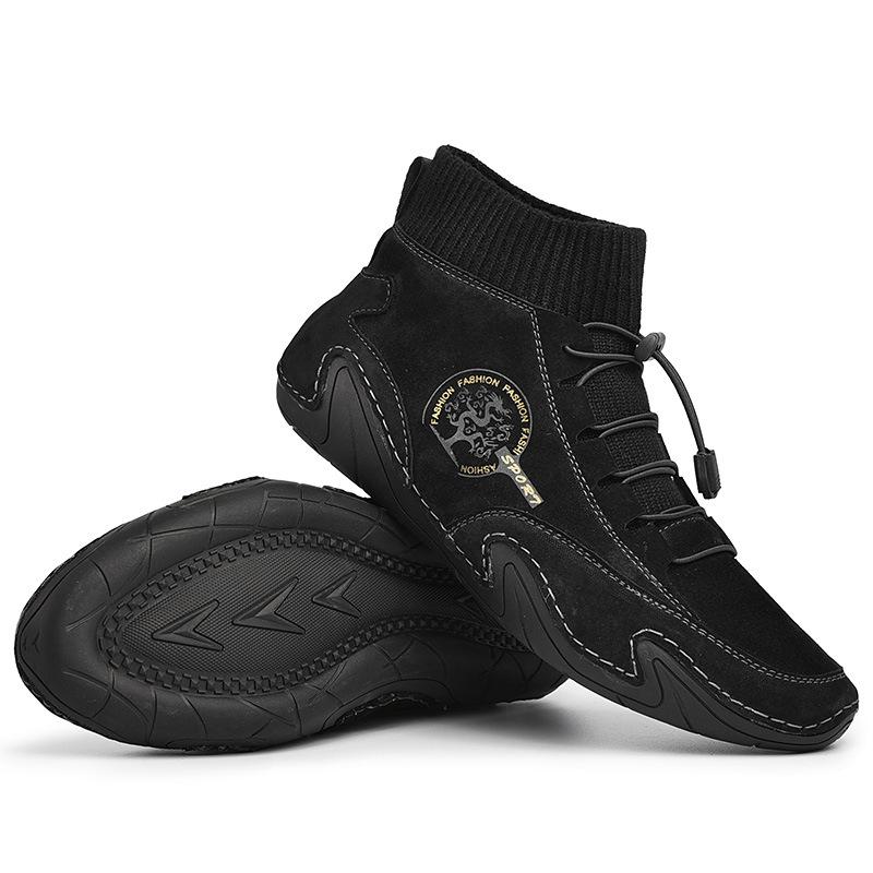 

Men Casual Shoes Man High-top Leather Sneakers Handmade Breathable Male Soft Soled Footwear Moccasins Sock Shoes Plus Size 38-48 38 жёлтый