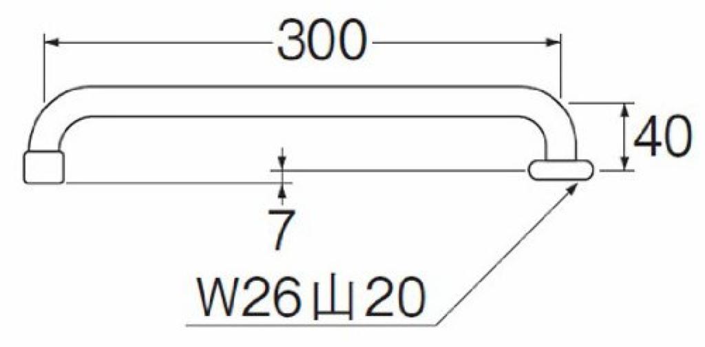 SANEI Horizontal Length 300mm [Aerated Pipe] A20JH-61X3-16