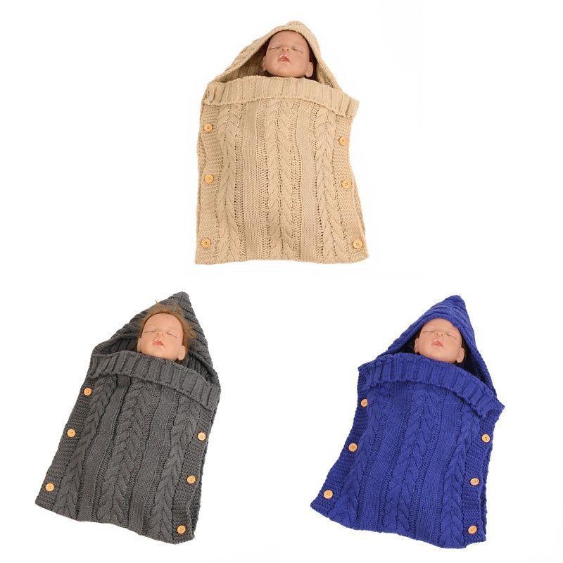 Sleeping Bag Knitted Newborn Baby Autumn Winter Button Stroller Sleeping Bag