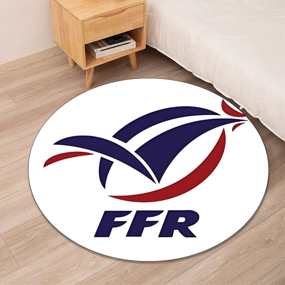 France Rugby Printed Round Rug Carpet Chair Rug Area Rug Entryway Doormats,for Office Chair Living Room Bedroom Kitchen Room.
