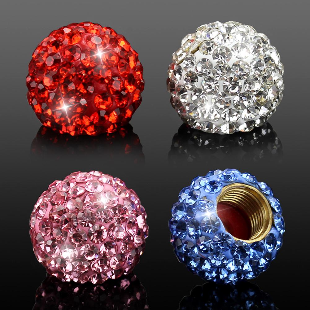 4Pcs/Lot Bling Rhinestone Universal Car Tire Valve Caps Crystal Diamond Shining Dustproof Valve Stem Caps Car Accessories