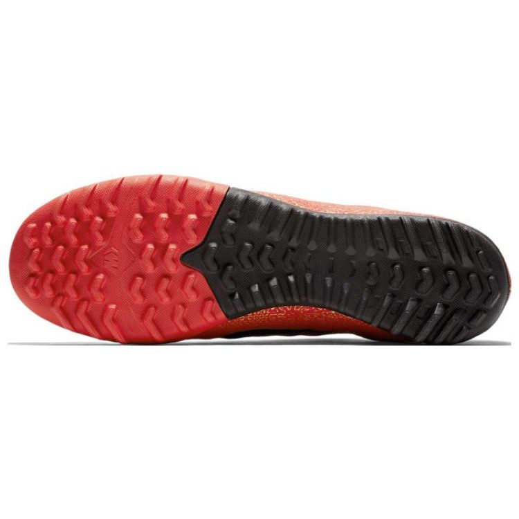 Nike Mercurial Vapor 12 Academy CR7 Round Toe Lace-Up TF (Rubber Studs) Shock Absorbing Durable Soccer Shoes Men Soccer Shoes Red Black AJ3732-601