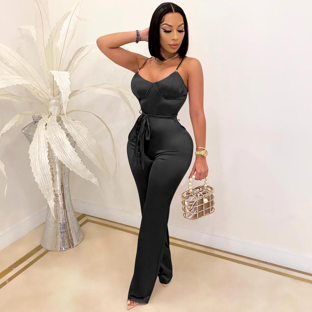 X3717 Sexy Jumpsuit: Gerade Hosen, Lässiger Chic für Europa & Amerika