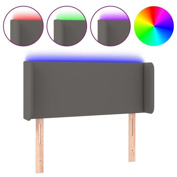 VidaXL Tête de Lit à LED Meuble de Chambre à Coucher Accessoire de Lit Simple Tête de Cadre de Lit Intérieur Gris 3123032