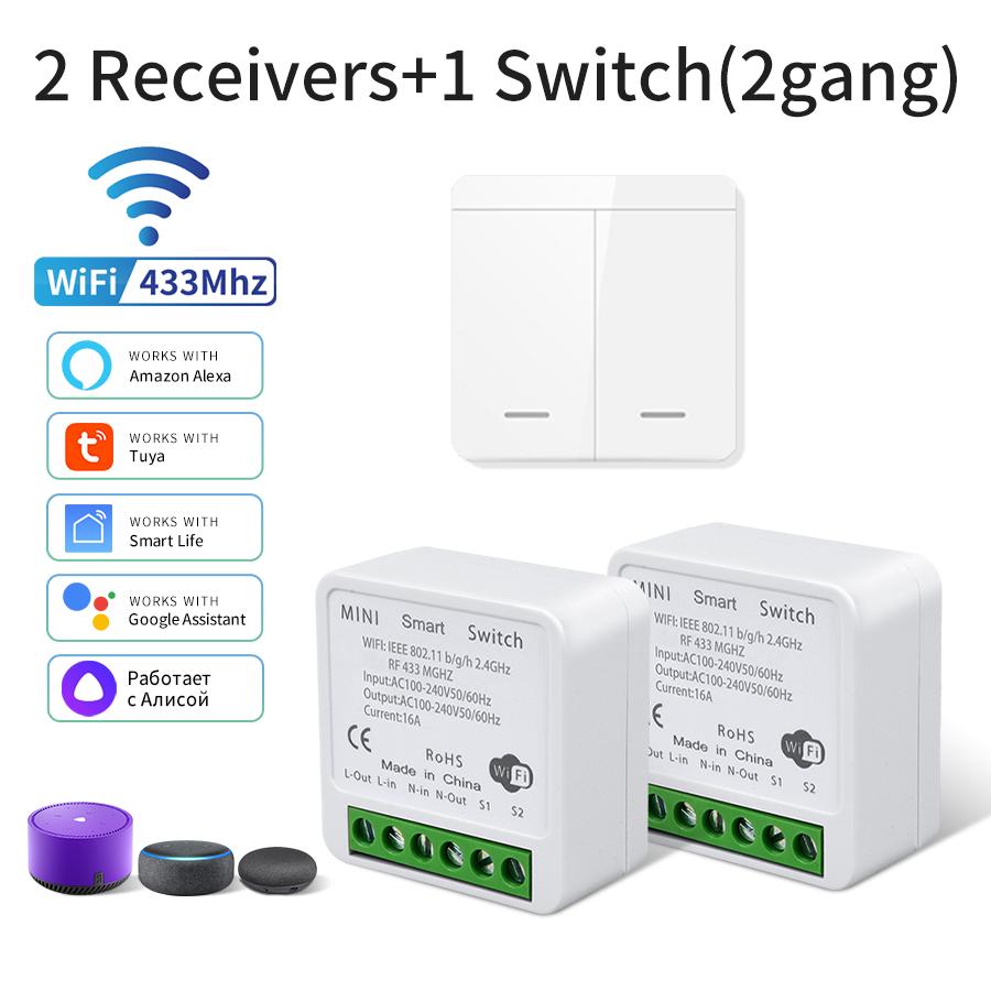 RF433MHz 1/2/3Gang Wall Switch Tuya Smart WiFi Switch Receiver Alexa Google Home Voice Control Smart Life APP Remote Module