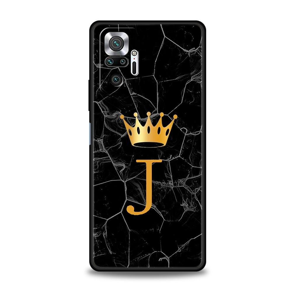 Crown Letter A Phone Case For Xiaomi Redmi Note 14 13 5G 10 11 12 Pro Plus 4G 14C 13C 12C 10C Black Cover