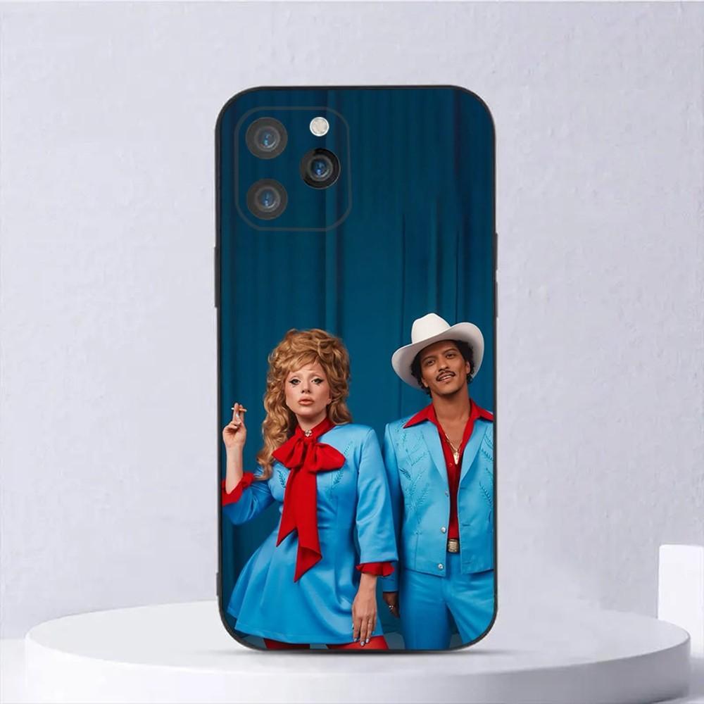 Custodia per Telefono con Album di L-Lady G-Gaga Per iPhone 16,15,14,13,12,11,Plus,Pro Max,XS,X,XR,SE,Mini,8,7 Cover Nera in Morbido Silicone