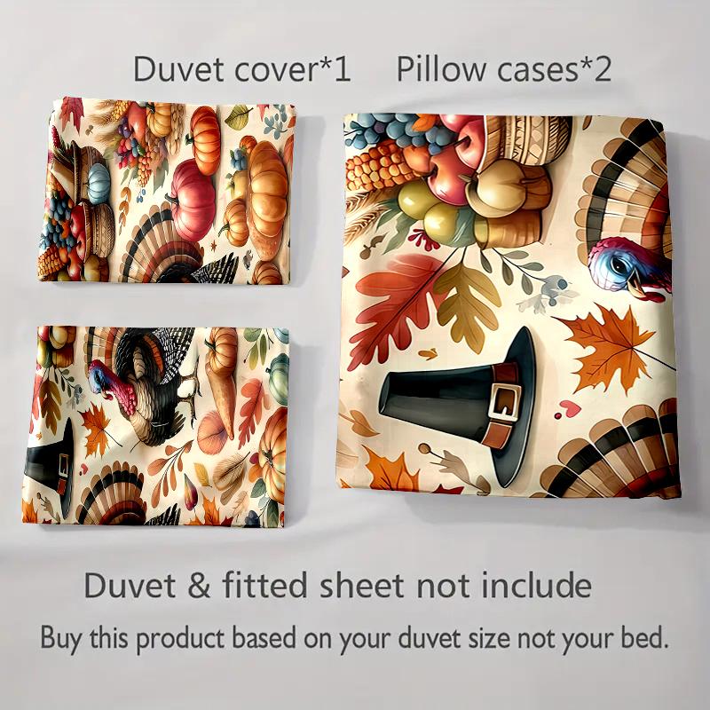 Turkey harvest theme. Bedding Duvet cover sets Duvet covers Pillowcases gifts (1 * Duvet Cover 2 * Pillowcases, without duvet insert)