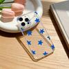 Blue Minimalist Print Phone Case For iPhone 17 16 15 14 13 12 11 Mini Pro Max Plus Transparent Cover