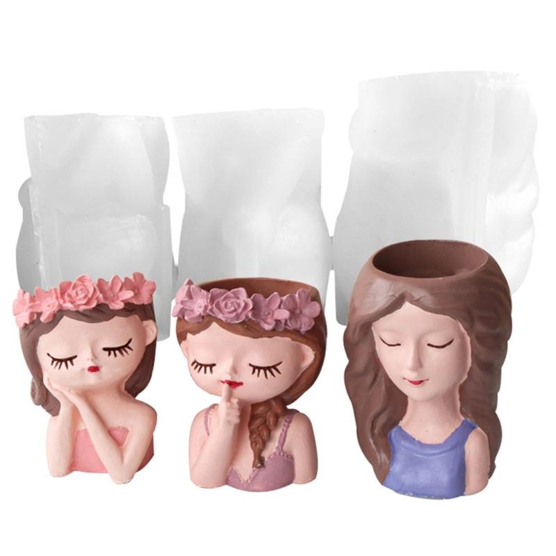 Mucegai pentru ghiveci din silicon pentru fetiță, pentru ghiveci pentru flori suculente, pentru ghiveci, din lut, din ciment, pentru ghiveci, pentru grădină, pentru casă.