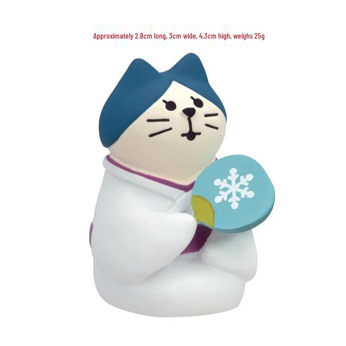 Trendy Japanese Watermelon Cat Figurine: Resin Ornament & Bonsai Decoration