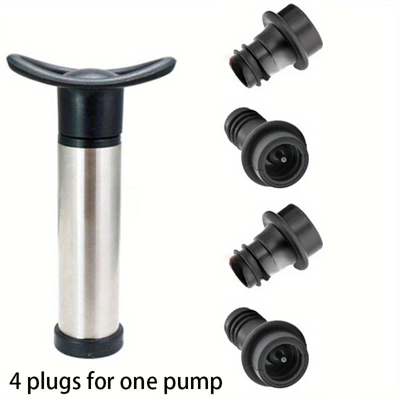 Stainless Steel Red Wine Vacuum Pump, Black Plastic Pump, Silicone Plug, Vacuum Red Wine Plug Abridor De Vinho