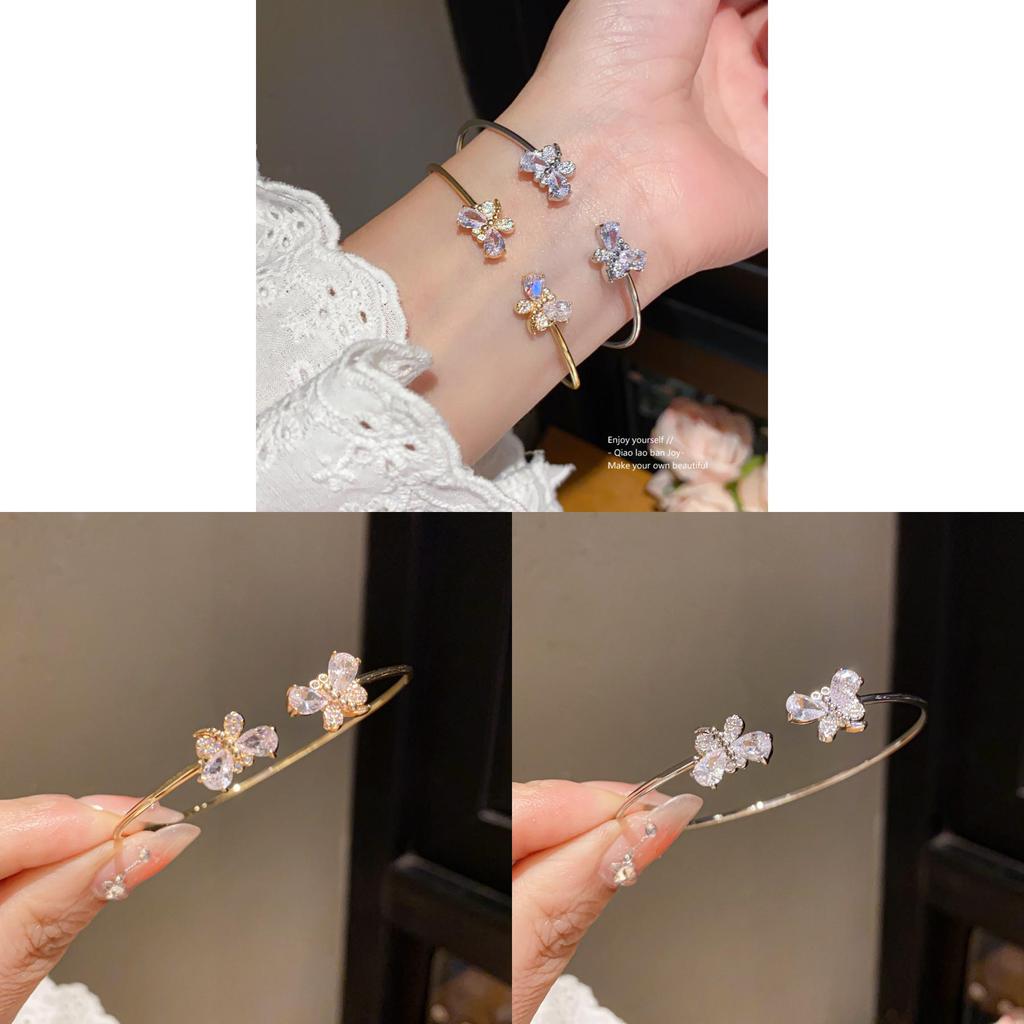 Butterfly Zircon Open Cuff Bracelet For Women Jewelry Accessories