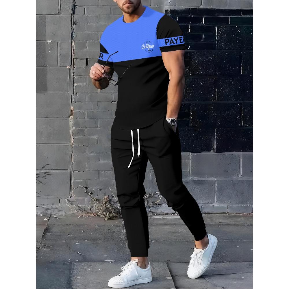 2026 Summer Men's Suit with Letter Print Breathable Lightweight Casual Fashionable Outdoor Men's Clothing