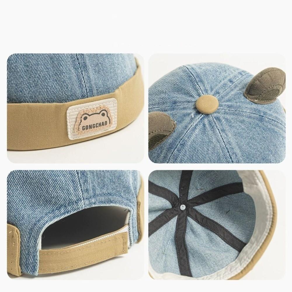 Denim Material Denim Brimless Cap Cute Bear Ears Unisex Toddler Hat Bear Ears Beanie Outdoor Wear