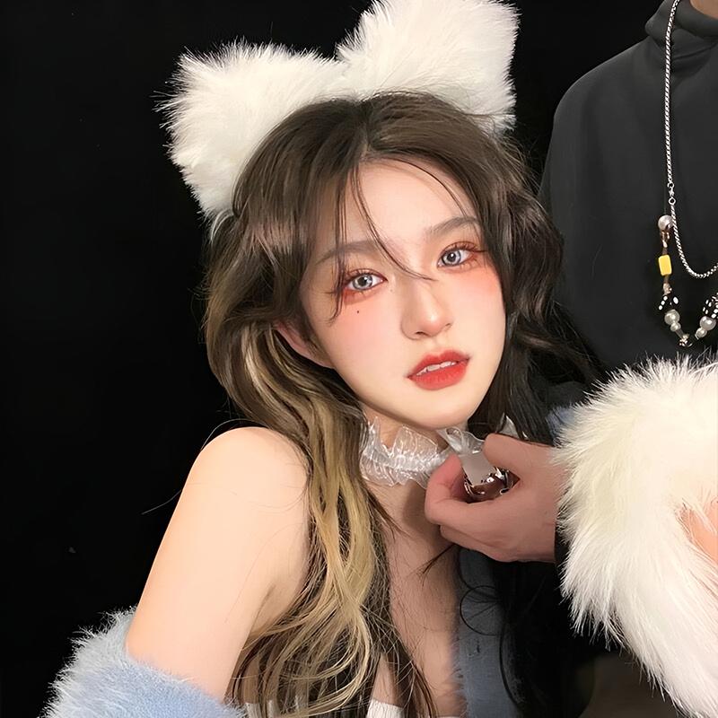 Wolf/Cat Ear Headband Cosplay Unisex Lingerie Plush Animal Ear Headband Accessories
