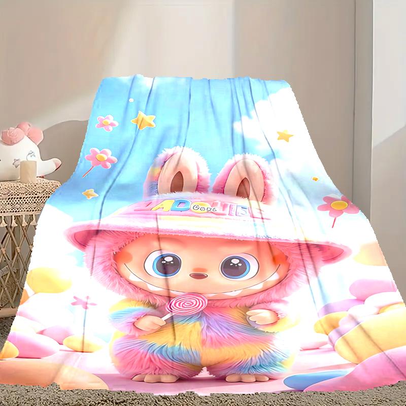 1 Stück Pflegeleichte LABUBU Decke, Perfekt für Sofa, Bett, Zuhause, Reisen & Mehr, Warme & Langlebige Bedruckte Decke
