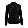 Stylish Womens Classic Padded Bomber Jacket Vintage Zip Biker Coat Long Sleeves
