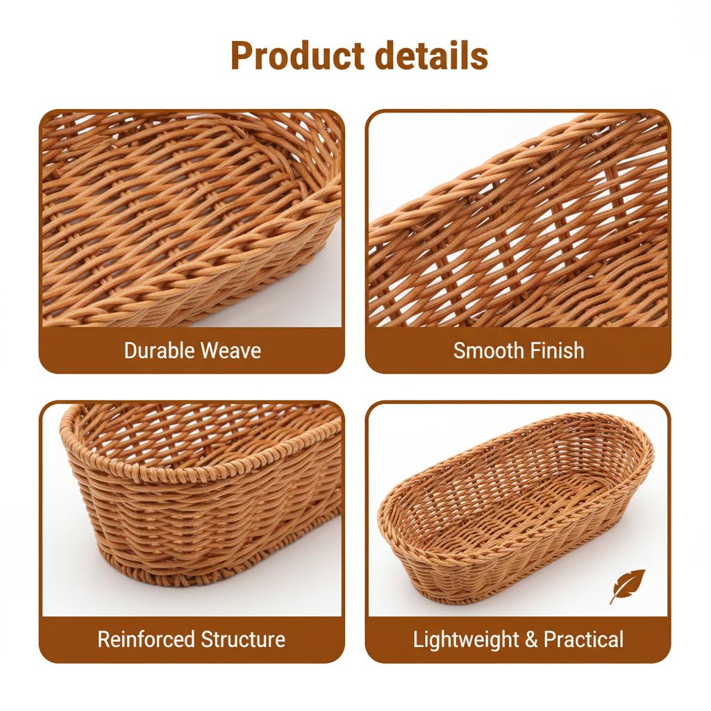 Wicker Storage Basket For Bread Vegetable Fruit Natural Look Organizer