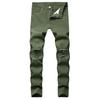 Pantaloni in denim con foro strappato Jeans da motociclista effetto consumato tinta unita Pantaloni lunghi skinny