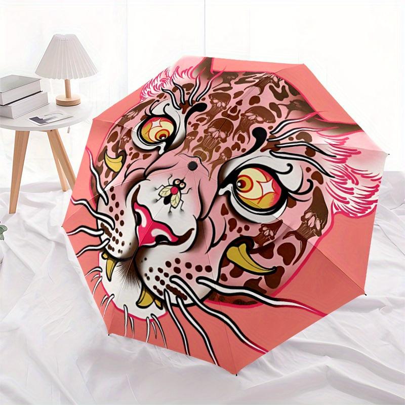 1pc Leopard Print Automatic Open/Close Umbrella, Portable Folding Umbrella for Travel, Themed Events, It is suitable as a gift for various festivals,