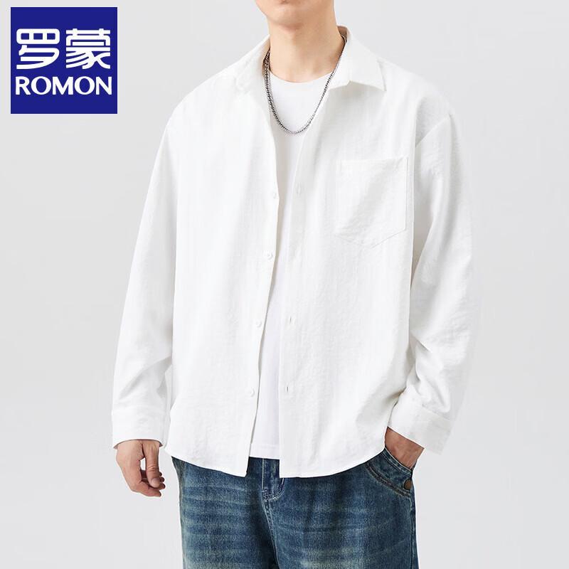 ROMON Men s Non-Iron Casual Long Sleeve Shirt M